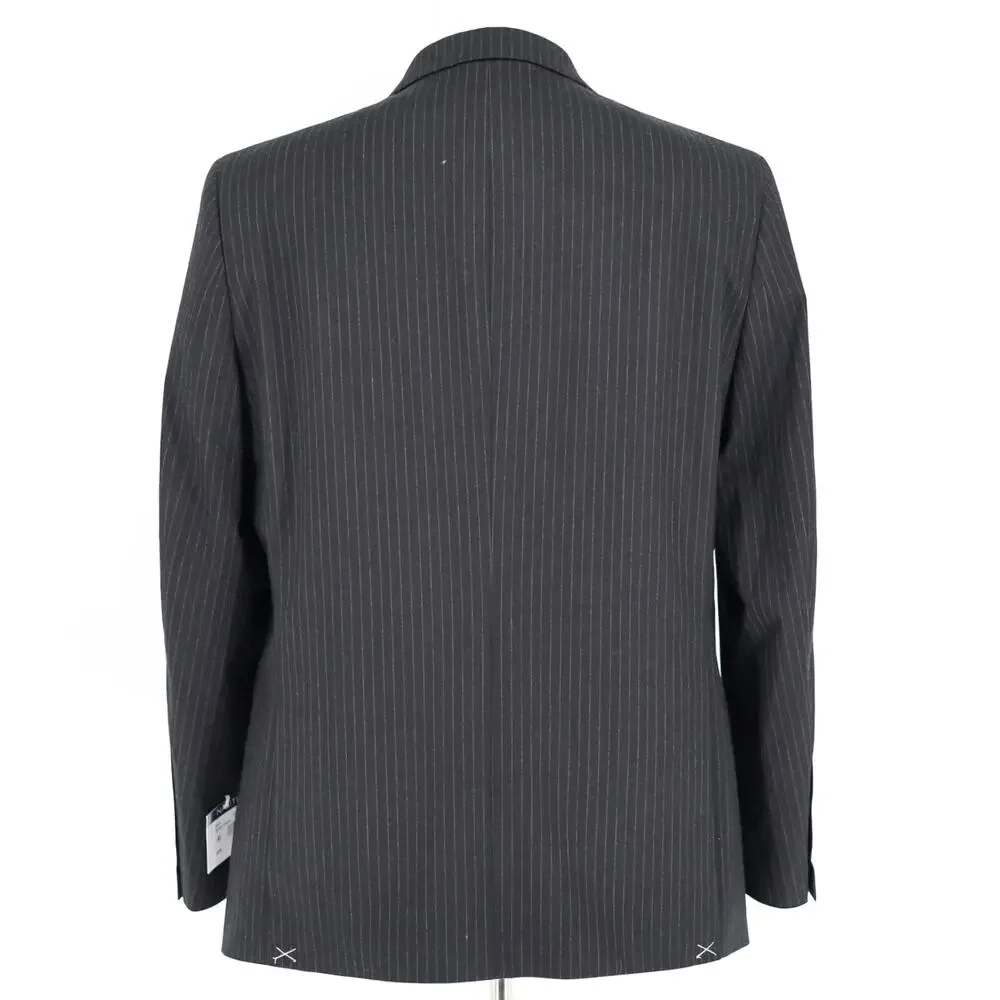 Nautica Men's Black Stripe Stretch Gaff Formal Modern-Fit Suit Blazer Size 42S